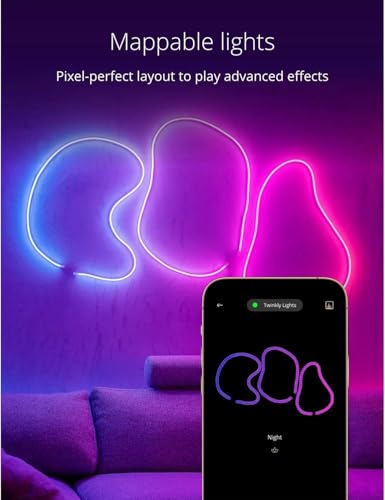 Twinkly 10ft Flex Neon Strip Lights App-Controlled Flexible Light Tube LED Strip Lights w/RGB (16 Mil Colors) 3M LED Light Strip White Wire Smart Home Decor Flex Lights Ecomm Packaging
