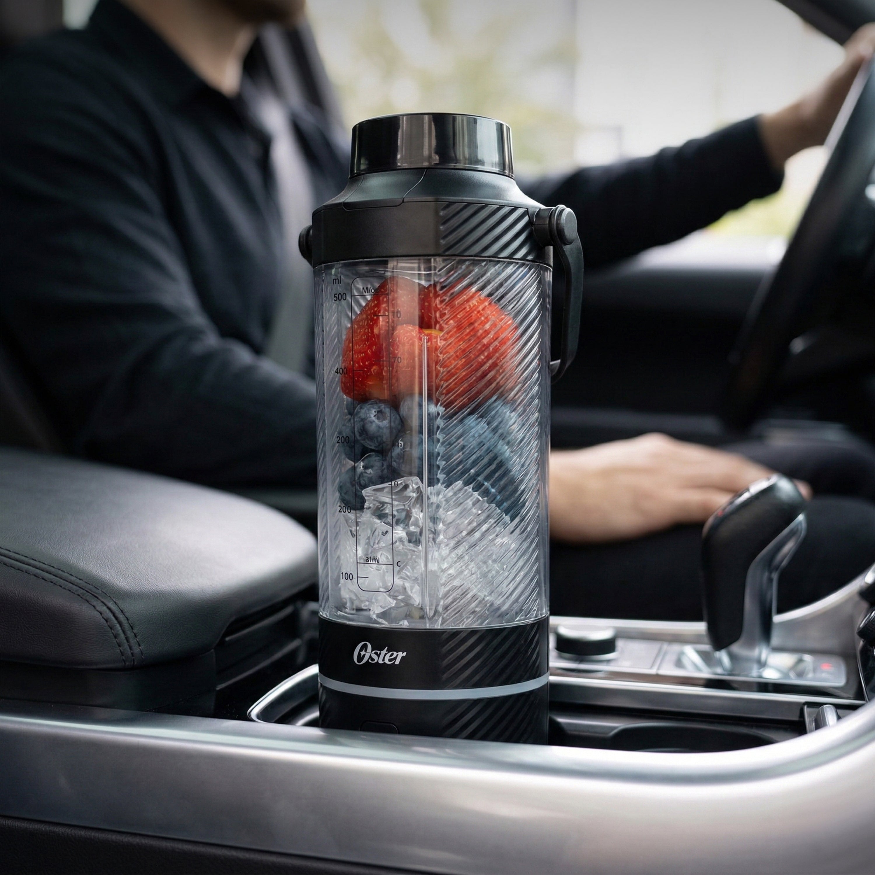 Oster GoMAX Portable Blender — Anti-Jam Reversible Blade, Detachable Travel Cup, 2x Powerful Motor — Leakproof & Dishwasher-Safe Personal Blender for Smoothies (20 Oz. Black)