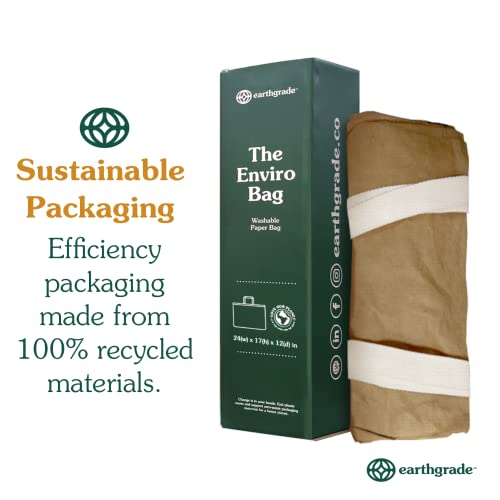 Reusable Grocery Bag   Large Sustainable Washable Paper Tote with Reinforced Seams. Foldable and Durable.