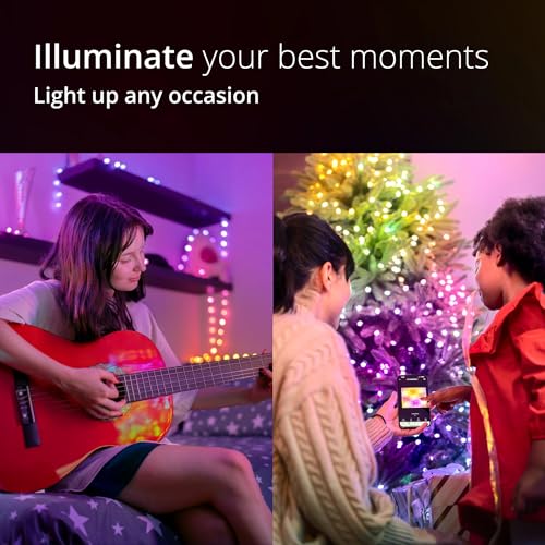 Twinkly Strings USB-C Star 200 LED, Star-Shaped LED Light String, RGB Multicolor LED Lights, Valentine's Day Lights, Compatible with Alexa, Google Home, USB-C Power, Green Wire, 39.4ft