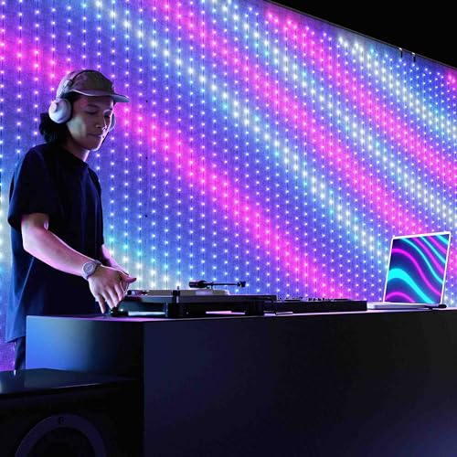 Twinkly Lightwall 8x8ft, LED Panel Smart, Multicolor LED Lights, DJ Lights and Music Rhythm Show, App Mapping, 20 Customizable Presets, Aluminum Frame and Transport Trolley Included