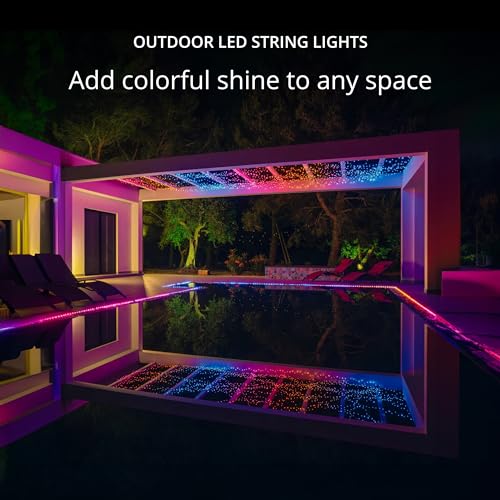 Twinkly Strings 400 LED RGB+White, LED Light String, in- and Outdoor Smart Multicolor LED Lights, Mappable LEDs, Compatible with Alexa, and Google Home, IP44, Green Wire, 105ft