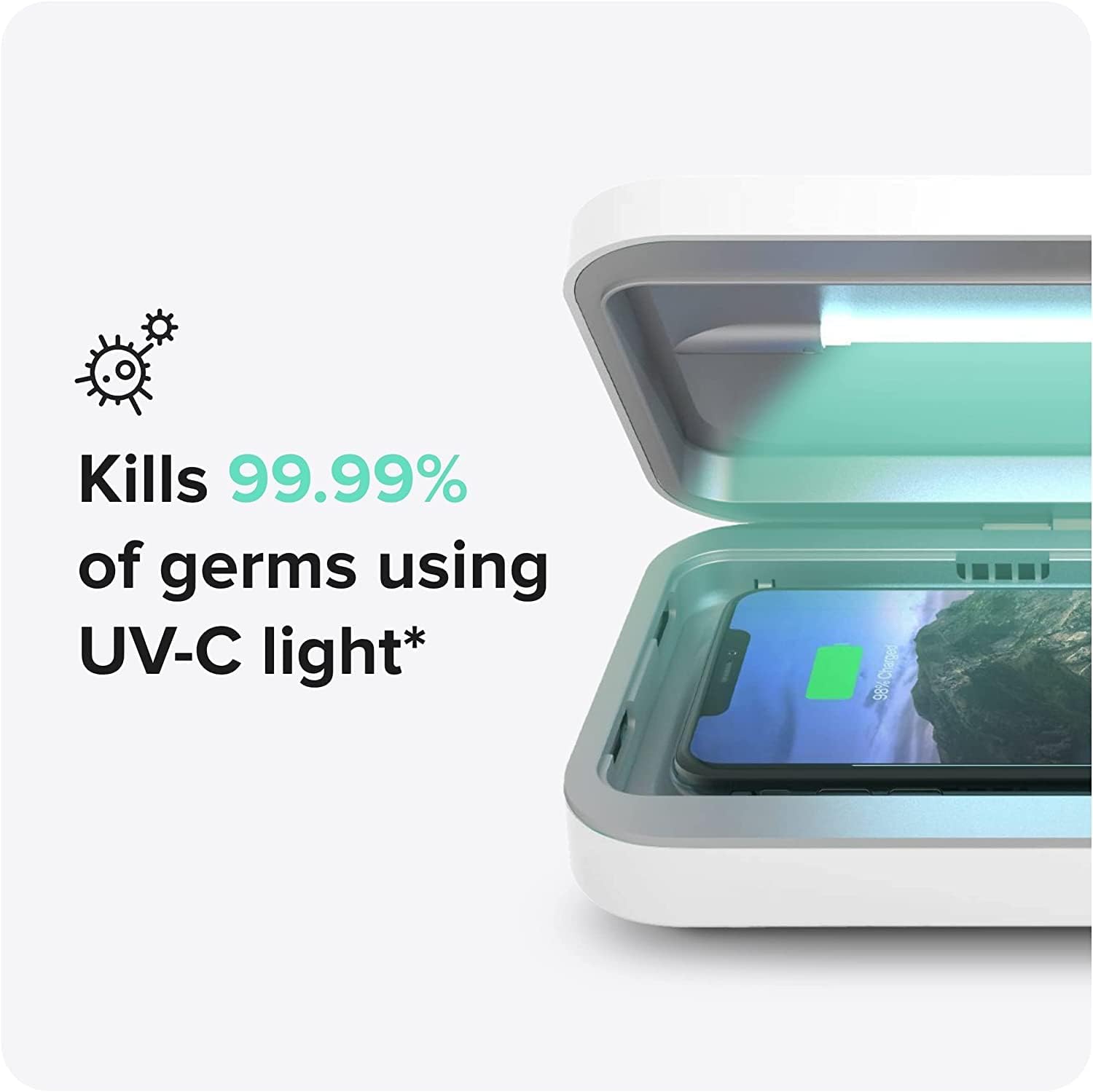 Phone Soap - Cell Phone Sanitizer Duel Universal Charger 360-Degree UV-C Light (White)