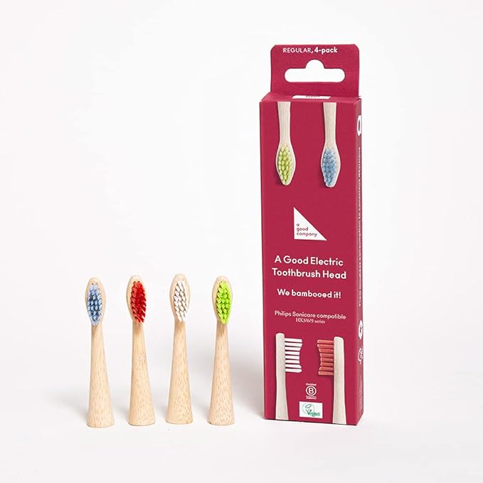 Agood Sustainable Bamboo 4-Pack Replacement Toothbrush Head for Philips Sonicare - Multi-Color - Sensitive
