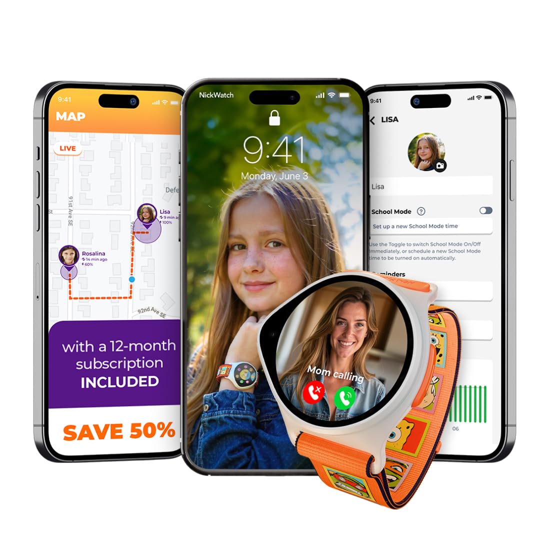 Kids Smart Watch with GPS Tracker, SOS, & Parental Controls Smartwatch, Kid Phone Call and Text, Boys & Girls, 4G Smart Watch for Kids Requires Data Plan-First Month Free