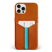Bluebonnet - iPhone 15 Pro Max Wallet Case Folio, Calfskin Leather, Magsafe Compatible, Wireless Charging, Designed for Organization - Saddle Tan