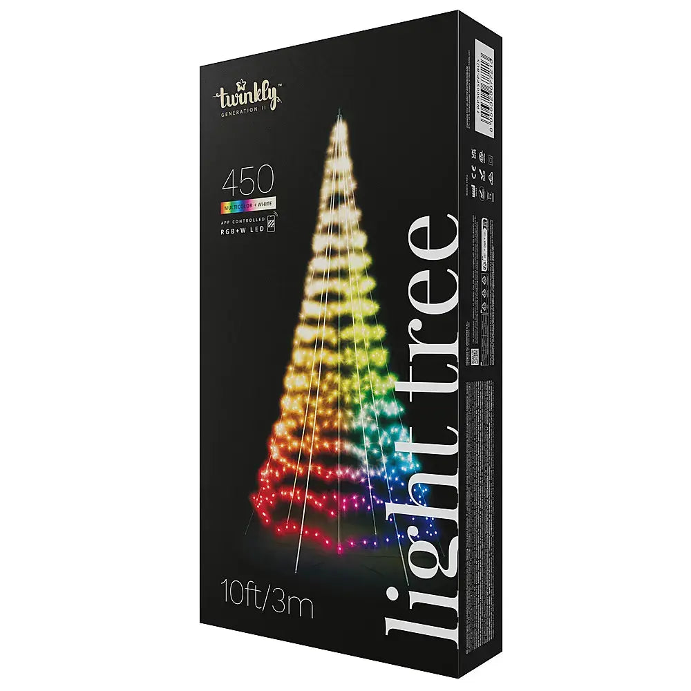 Twinkly Light Tree   App-Controlled Flag-Pole Christmas Tree with 1000 RGB+W (16 Million Colors + Warm White) LEDs. 19.7 Feet. Black Wire. Pole not Included. Outdoor Smart Lighting Decoration