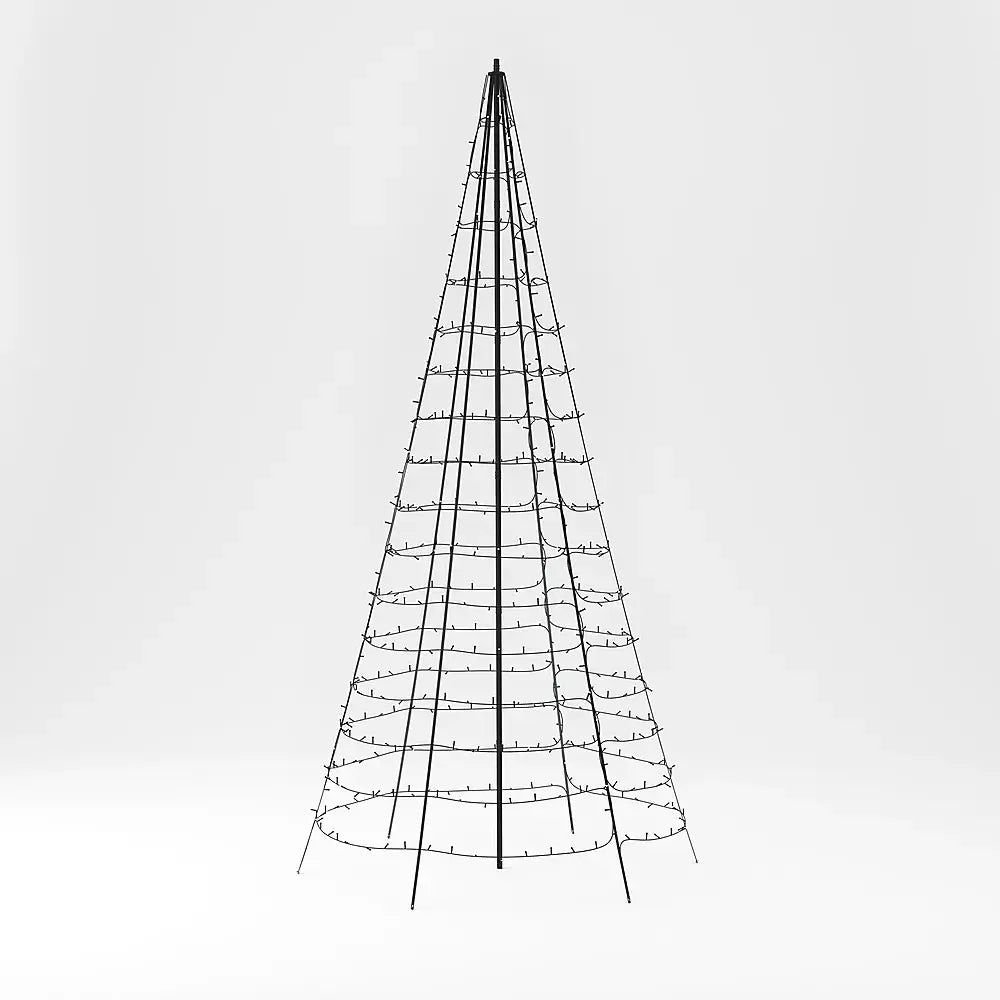 Twinkly Light Tree   App-Controlled Flag-Pole Christmas Tree with 1000 RGB+W (16 Million Colors + Warm White) LEDs. 19.7 Feet. Black Wire. Pole not Included. Outdoor Smart Lighting Decoration