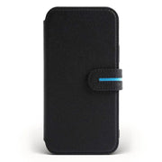 Bluebonnet - iPhone 13 Pro Case Folio, Calfskin Leather, Magsafe Compatible, Wireless Charging, Designed for Organization - Black