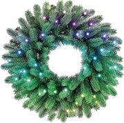 Twinkly - Smart Light Regal Pre-Lit Wreath 24 Inch 50 RGB LED - Green