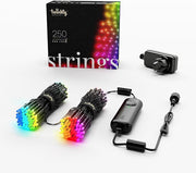 Twinkly Strings 250 LED RGB, Including White, LED Light String for in-and Outdoor, Christmas Lights, Smart LED Lights, Mappable LEDs, Compatible with Alexa, Google Home, IP44, Green Wire, 65ft