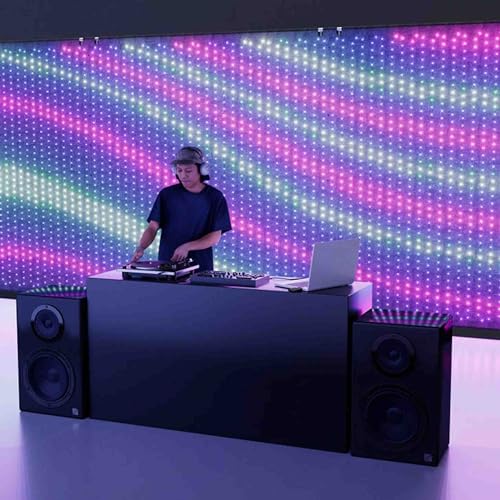 Twinkly Lightwall 8x8ft, LED Panel Smart, Multicolor LED Lights, DJ Lights and Music Rhythm Show, App Mapping, 20 Customizable Presets, Aluminum Frame and Transport Trolley Included