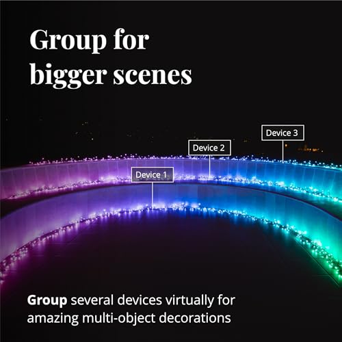 Twinkly Cluster 19.7ft RGB + White, Dense 400 LED Light String, in- and Outdoor Smart Multicolor LED Lights, Compatible with Alexa and Google Home, Gaming, IP44, App Mapping, Green Wire