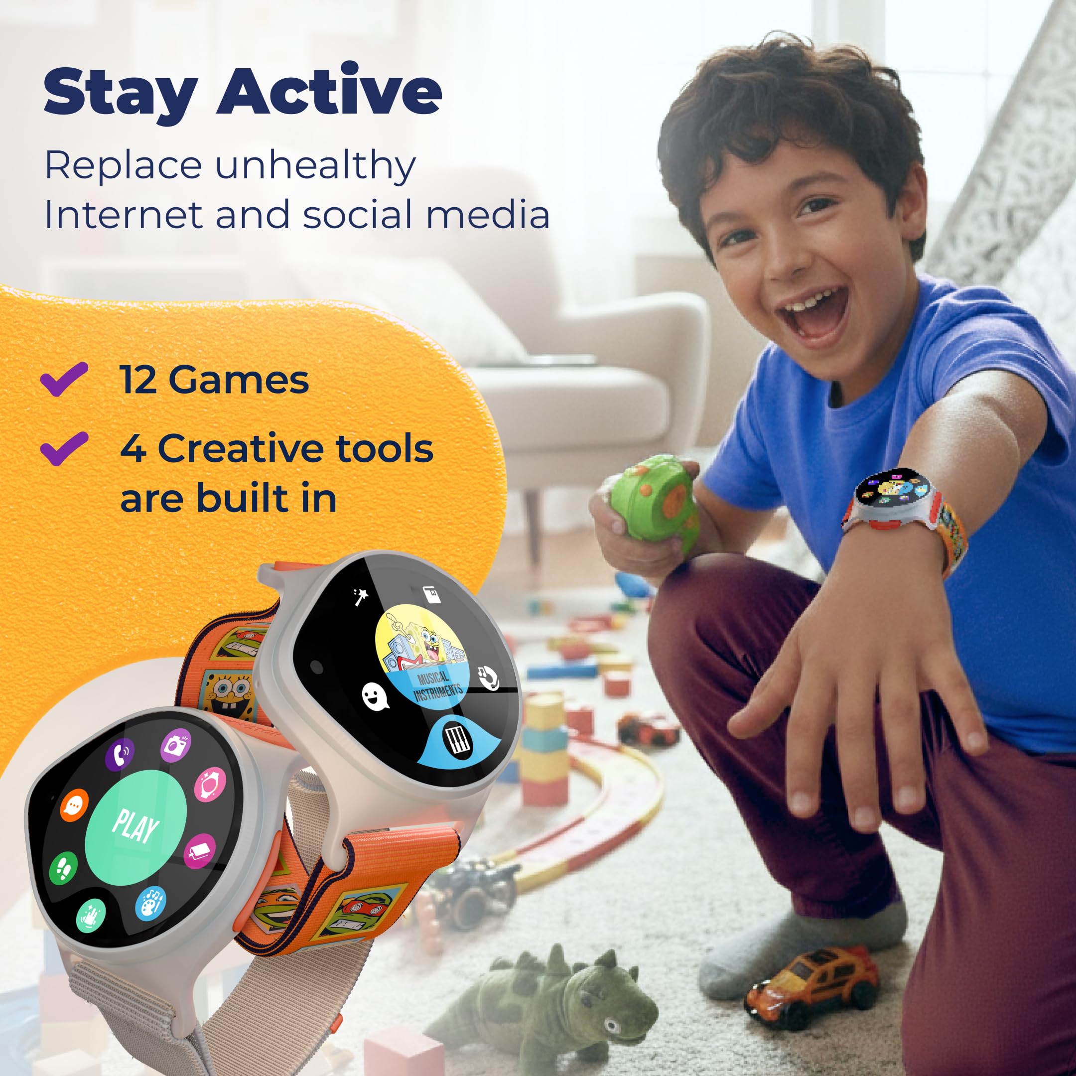 Kids Smart Watch with GPS Tracker, SOS, & Parental Controls Smartwatch, Kid Phone Call and Text, Boys & Girls, 4G Smart Watch for Kids Requires Data Plan-First Month Free
