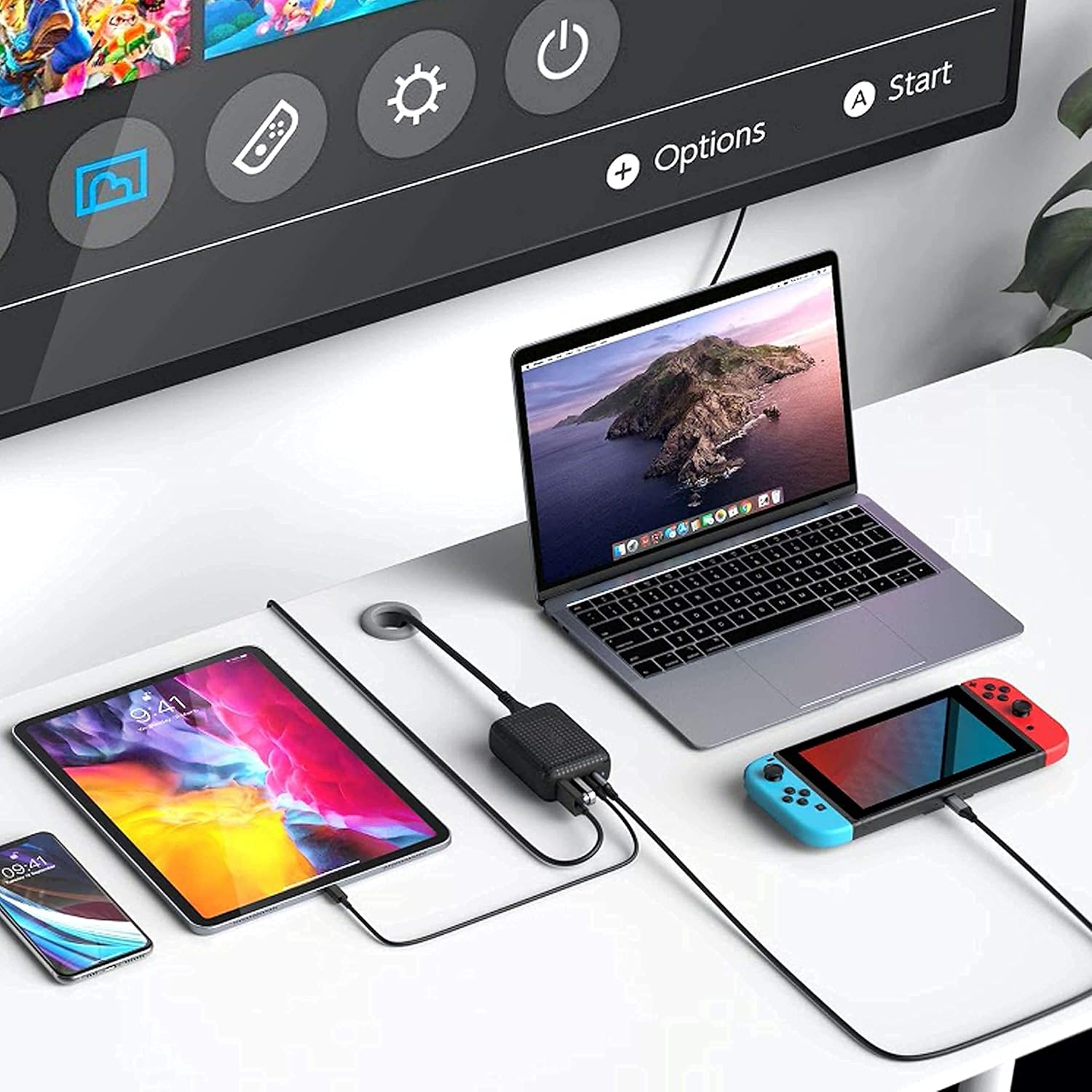 HyperDrive 60W Switch Dock USB-C Charge, 3X USB 3.0 PD HDMI 4K60Hz for NS Switch Pro TV Docking Station, Portable Travel Type C Power hub for MacBook Pro Air iPad with Charging Cable