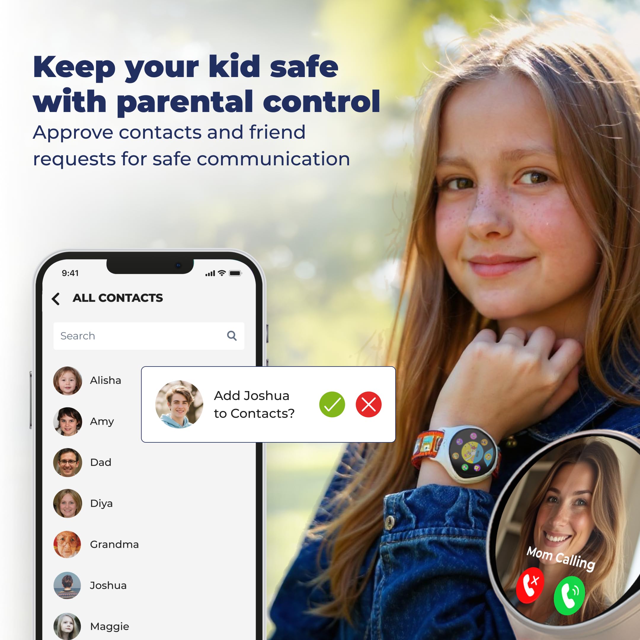 Kids Smart Watch with GPS Tracker, SOS, & Parental Controls Smartwatch, Kid Phone Call and Text, Boys & Girls, 4G Smart Watch for Kids Requires Data Plan-First Month Free