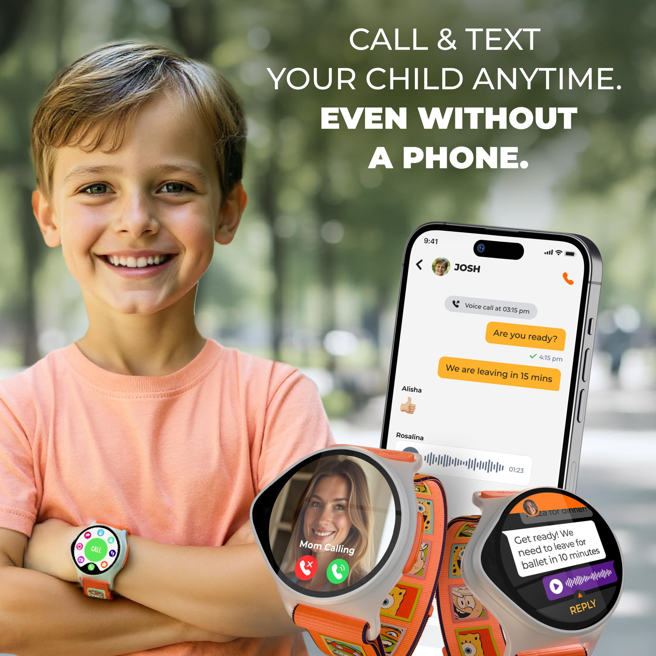 Kids Smart Watch with GPS Tracker, SOS, & Parental Controls Smartwatch, Kid Phone Call and Text, Boys & Girls, 4G Smart Watch for Kids Requires Data Plan-First Month Free