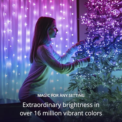 Twinkly Strings 600 LED RGB, Including White, LED Light String, Smart Multicolor LED Lights, Christmas Lights, Mappable LEDs, IP44, Green Wire, Packaging May Vary, 157.5ft