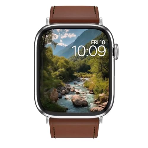 MobyFox Leather Watch Band - compatible Apple Watch Band for iWatch Series 10 9 Ultra 8 7 6 5 4 3 2 1 SE - (Classic Brown)