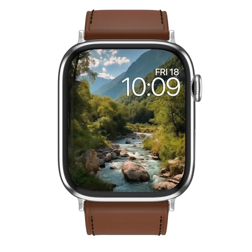 MobyFox Leather Watch Band - compatible Apple Watch Band for iWatch Series 10 9 Ultra 8 7 6 5 4 3 2 1 SE - (Premium Brown)