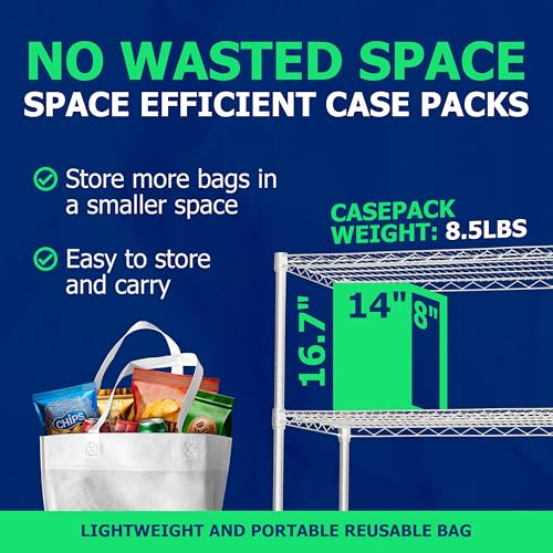 90 Pack Non-Woven Heavy-Duty Reusable Reusable Shopping Bags with Handles - Grocery Bags Bulk