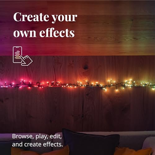 Twinkly Cluster 19.7ft RGB + White, Dense 400 LED Light String, in- and Outdoor Smart Multicolor LED Lights, Compatible with Alexa and Google Home, Gaming, IP44, App Mapping, Green Wire