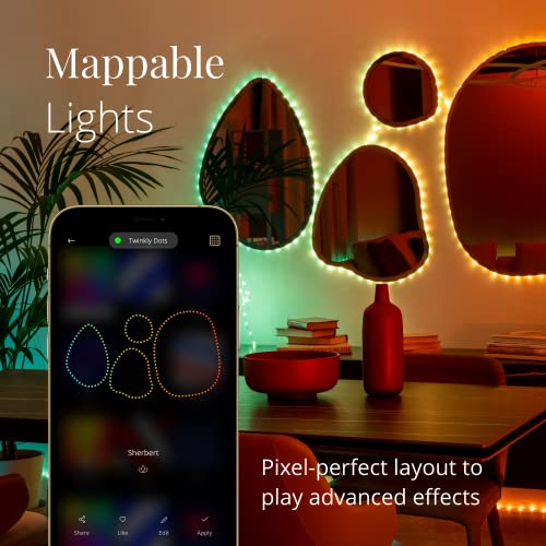 Twinkly Dots 10ft, Multicolor 60 LED Strip, Flexible RGB LED Strip, Compatible with Alexa and Google Home, Gaming, 16 M+ Colors, USB Powered, App Mapping, Transparent Wire