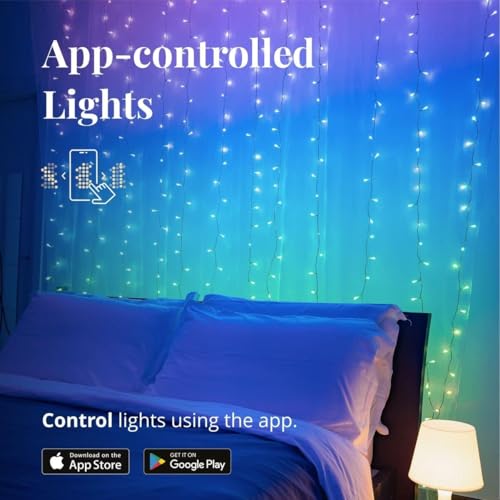 Twinkly Christmas Curtain Lights 210 RGB+W LEDs - App-Controlled, Indoor & Outdoor Use, Compatible with Google Assistant, Amazon Alexa, Apple HomeKit, Bluetooth & WiFi Connectivity Ecomm Packaging