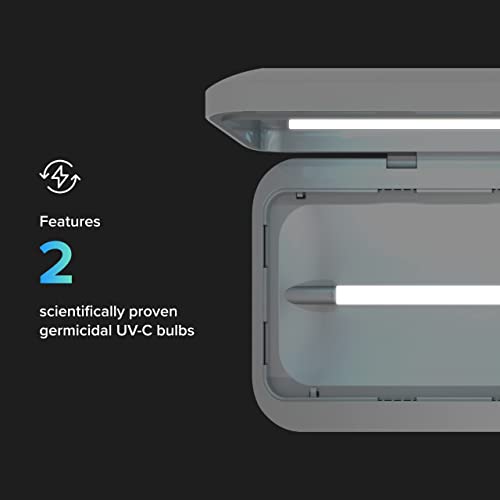 PhoneSoap Go Battery Powered UV Cell Phone Sanitizer & Universal Phone Charger Box | Patented & Clinically Proven 360-Degree UV Box for Smartphones | Disinfects & Charges On The Go (Indigo)
