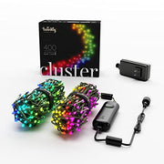 Twinkly Cluster 19.7ft RGB, Dense Strip of 400 LED Lights, in- and Outdoor Smart Multicolor LED Lights, Compatible Alexa and Google Home, Gaming Lights, IP44, App Mapping, Green Wire