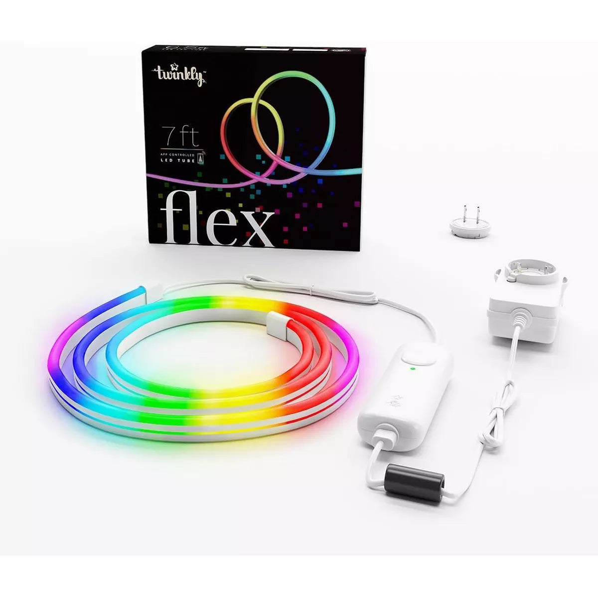 Twinkly Flex 7ft, LED Tube Multi Color, RGB LED Strip Flexible, Compatible with Alexa & Google, 16 M+ Colors, USB C Power, App Mapping, White Wire