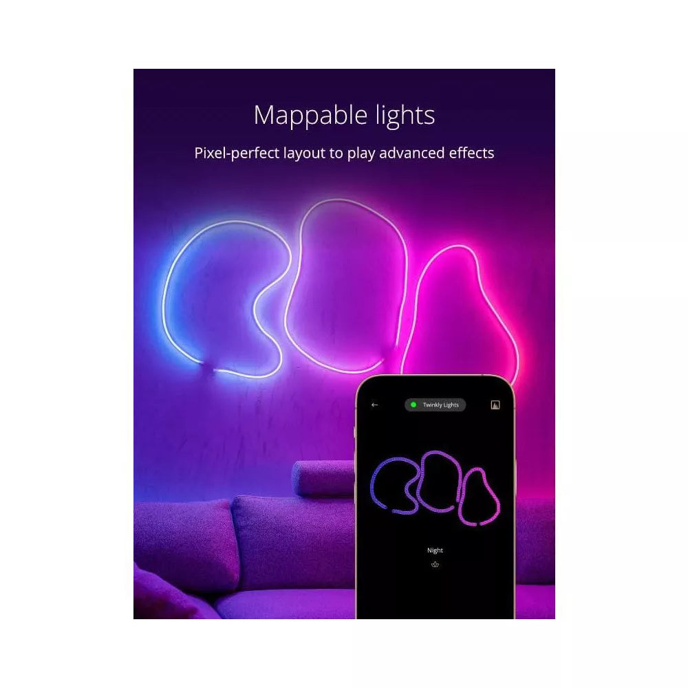 Twinkly Flex 7ft, LED Tube Multi Color, RGB LED Strip Flexible, Compatible with Alexa & Google, 16 M+ Colors, USB C Power, App Mapping, White Wire