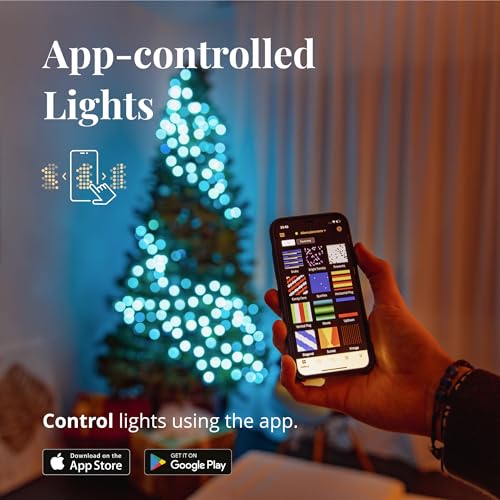 Twinkly Cluster 19.7ft RGB + White, Dense 400 LED Light String, in- and Outdoor Smart Multicolor LED Lights, Compatible with Alexa and Google Home, Gaming, IP44, App Mapping, Green Wire