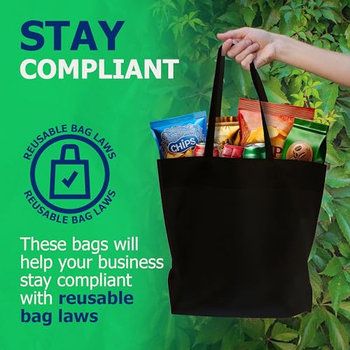 90 Pack Non-Woven Heavy-Duty Reusable Shopping Bags with Handles - Grocery Bags Bulk