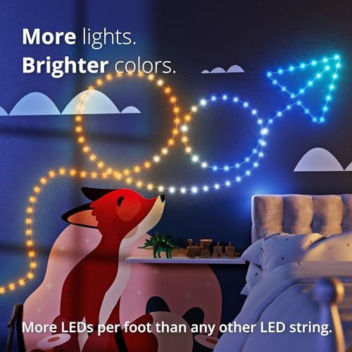 Twinkly Strings USB-C Star 200 LED, Star-Shaped LED Light String, RGB Multicolor LED Lights, Valentine's Day Lights, Compatible with Alexa, Google Home, USB-C Power, Green Wire, 39.4ft