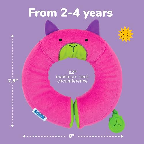 Trunki Kid's Travel Neck Pillow & Chin Rest | Support Sleepy Heads in the Car Seat, Plane, Bike or Pram | Yondi SMALL Betsy (Pink)