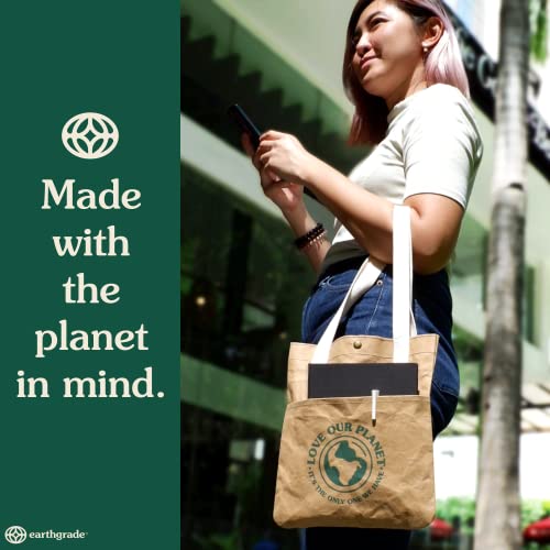Reusable Grocery Bag   Large Sustainable Washable Paper Tote with Reinforced Seams. Foldable and Durable.