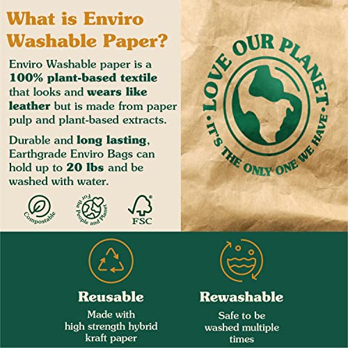 Reusable Grocery Bag   Large Sustainable Washable Paper Tote with Reinforced Seams. Foldable and Durable.