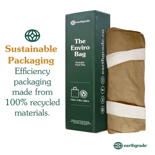 Reusable Grocery Bag   Large Sustainable Washable Paper Tote with Reinforced Seams. Foldable and Durable.