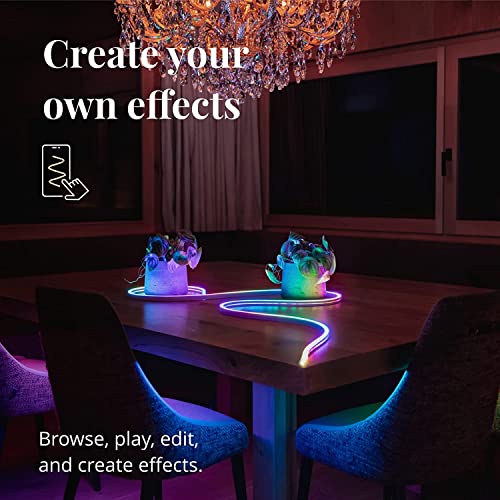 Twinkly Flex 10ft, LED Tube Multicolor, RGB LED Strip Flexible, Compatible with Alexa and Google Home, Gaming Lights, 16 M+ Colors, USB C Power, App Mapping, White Wire