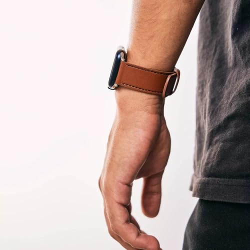 MobyFox Leather Watch Band - compatible Apple Watch Band for iWatch Series 10 9 Ultra 8 7 6 5 4 3 2 1 SE - (Classic Brown)