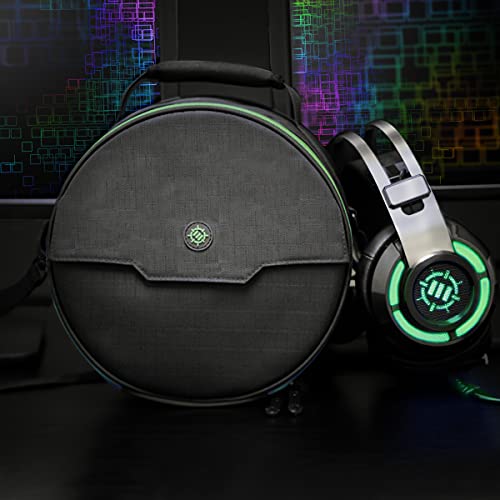 ENHANCE Portable Headphone Case for Wired & Wireless Headsets - Universal Headset Case Compatible with Xbox, Beats, Bose & Gaming Headphones - Accessory Storage, Strap & Carrying Handle - Green