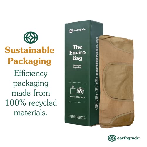 Reusable Grocery Bag   Large Sustainable Washable Paper Tote with Reinforced Seams. Foldable and Durable.