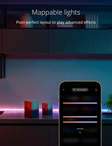 Twinkly Line Extension Kit 5ft, Magnetic and Adhesive Multicolor LED Strip, Pair It with Line Starter Kit, Compatible with Alexa, and Google Home, 16 M+ Colors, App Mapping, Black Wire