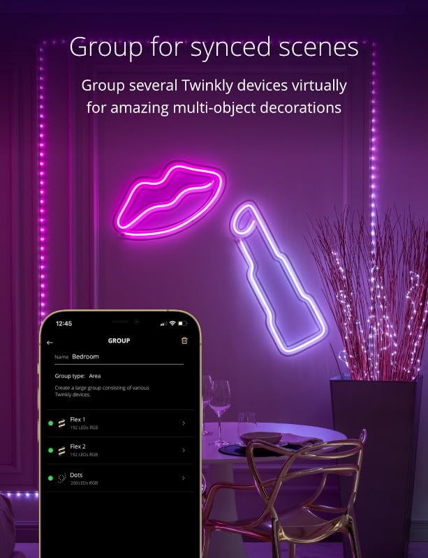 Twinkly Flex 7ft, LED Tube Multi Color, RGB LED Strip Flexible, Compatible with Alexa and Google Home, Gaming Lights, 16 M+ Colors, USB C Powered, App Mapping, White Wire