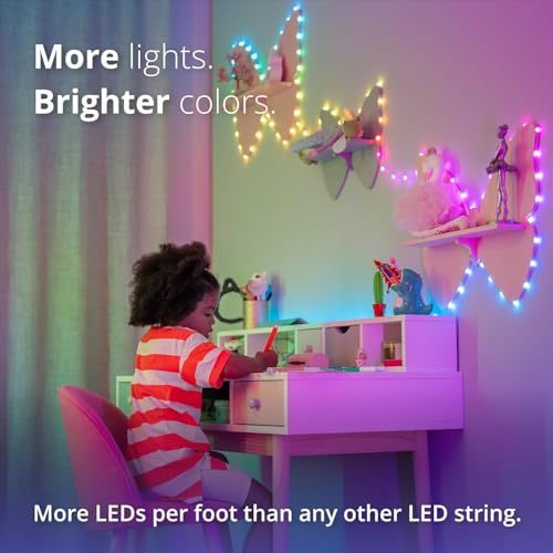Twinkly Candies App-Controlled Candle-Shaped USB-C LED Light String, 100 RGB (16 Million Colors) 6 M/19.7 FT. Clear Wire. USB-C Adapter Not Included Ecomm Packaging