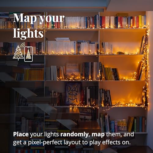 Twinkly Cluster 19.7ft White, Dense String of 400 LED Lights, in- and Outdoor Smart Multicolor LED Lights, Compatible with Alexa and Google Home, Gaming, IP44, App Mapping, Green Wire