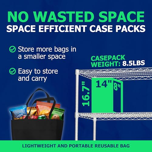 90 Pack Non-Woven Heavy-Duty Reusable Shopping Bags with Handles - Grocery Bags Bulk