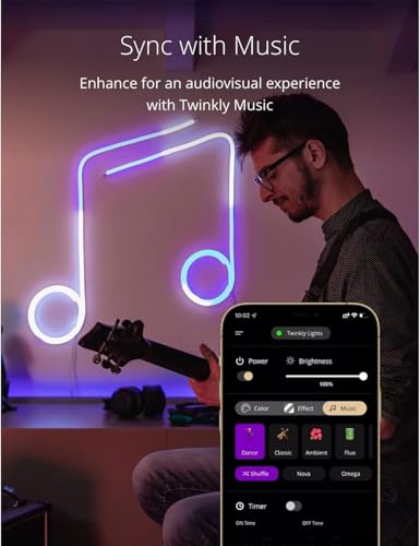 Twinkly 10ft Flex Neon Strip Lights App-Controlled Flexible Light Tube LED Strip Lights w/RGB (16 Mil Colors) 3M LED Light Strip White Wire Smart Home Decor Flex Lights Ecomm Packaging