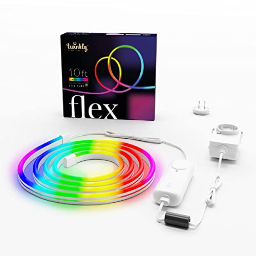 Twinkly Flex 10ft, LED Tube Multicolor, RGB LED Strip Flexible, Compatible with Alexa and Google Home, Gaming Lights, 16 M+ Colors, USB C Power, App Mapping, White Wire